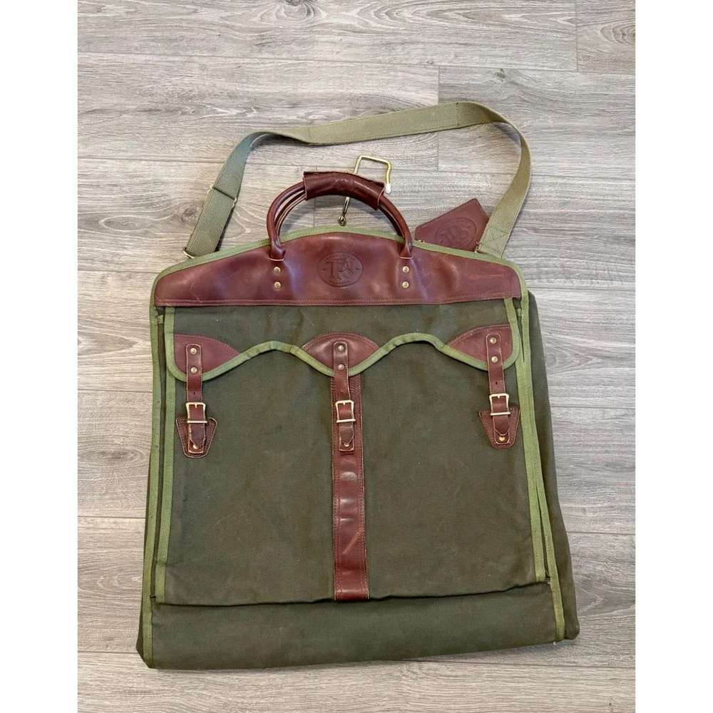 Vintage Tony's Pizza Service Canvas Leather‎ Garment Bag Uniform Carrier